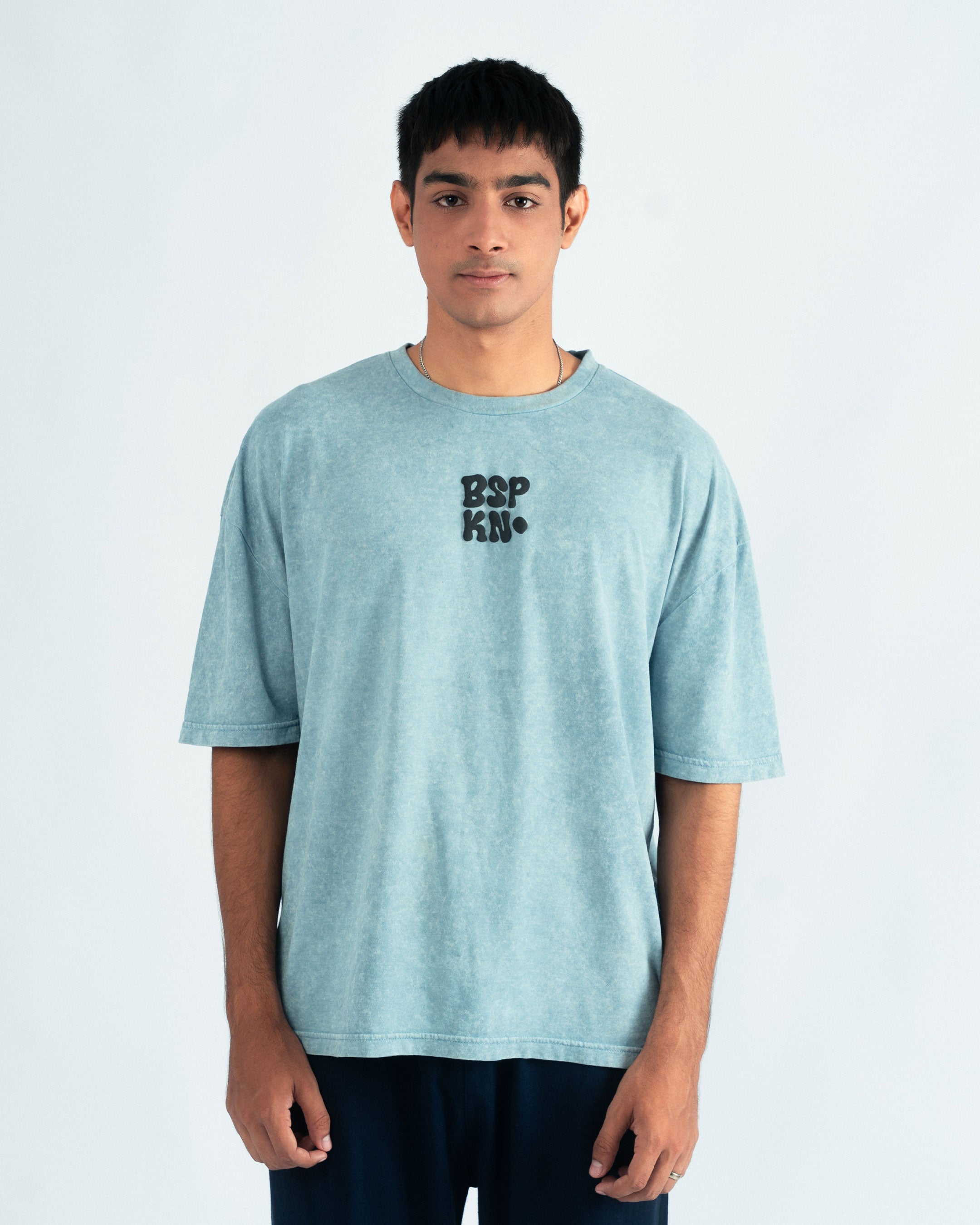 Light Blue Oversized T-shirt with 3D Print