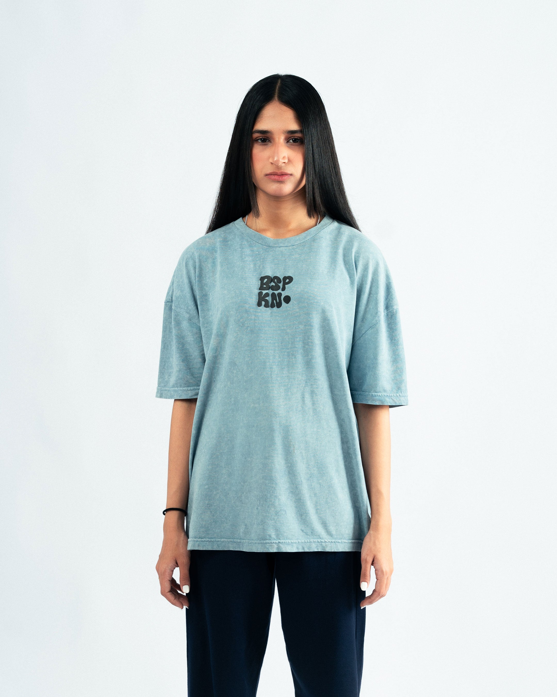 Light Blue Oversized T-shirt with 3D Print