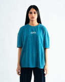 Aqua Blue Oversized T-shirt with Print